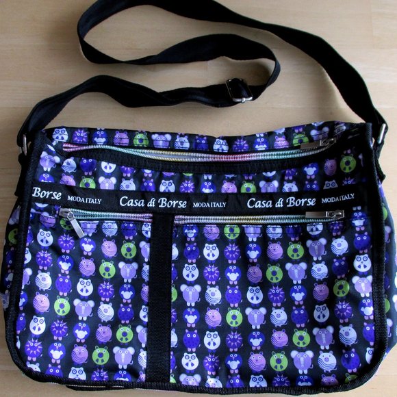 Casa di Borse Minimals Purple/Black Messenger Bag - Picture 1 of 9